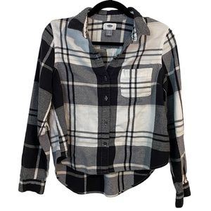 Old Navy Black & White Plaid Button Up Shirt Size Small